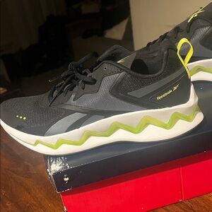 Reebok Black and Neon Green Sneakers